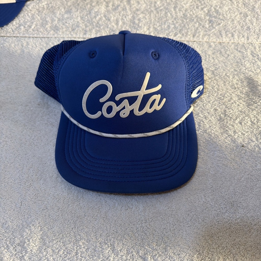 Costa Del Mar Trucker Mesh Snapback Rope Cap Hat - Blue NWT